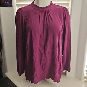 Torrid Mock Neck Long Sleeve Ruffle Blouse